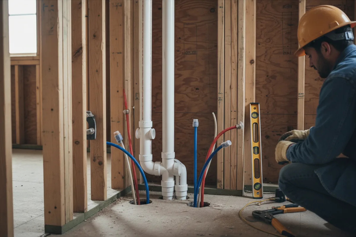 Drain and supply rough-in during Leak Detection in Wagener